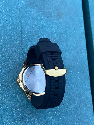Patek Style Nautilus – Gold Case with Black Rubber Strap